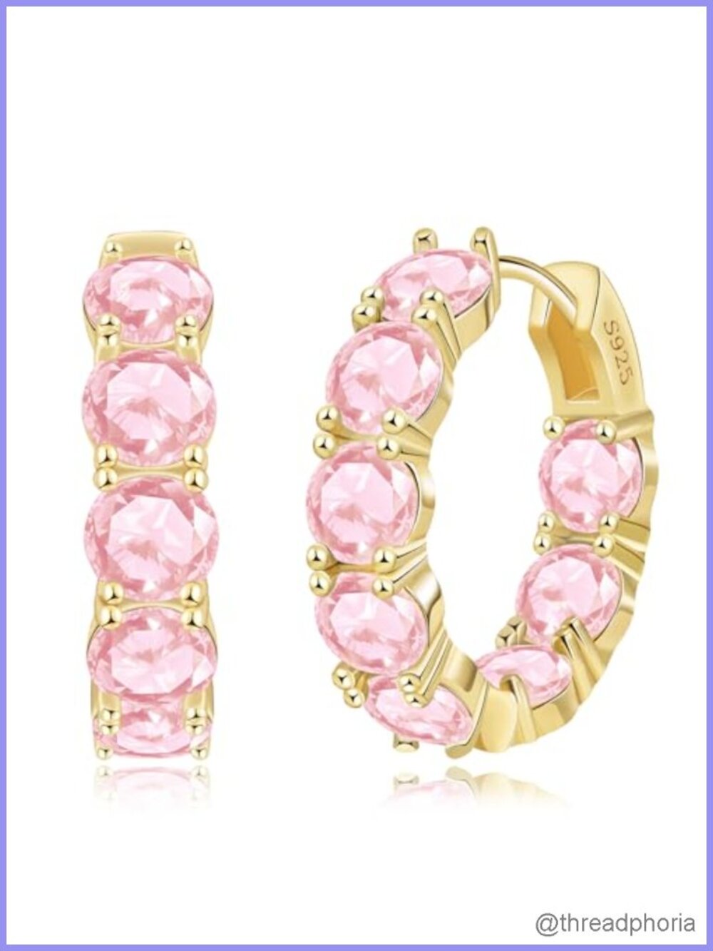 14K Gold Plated Hoop Earrings CZ Inside-Outside Hinged Hoop Hypoallergenic